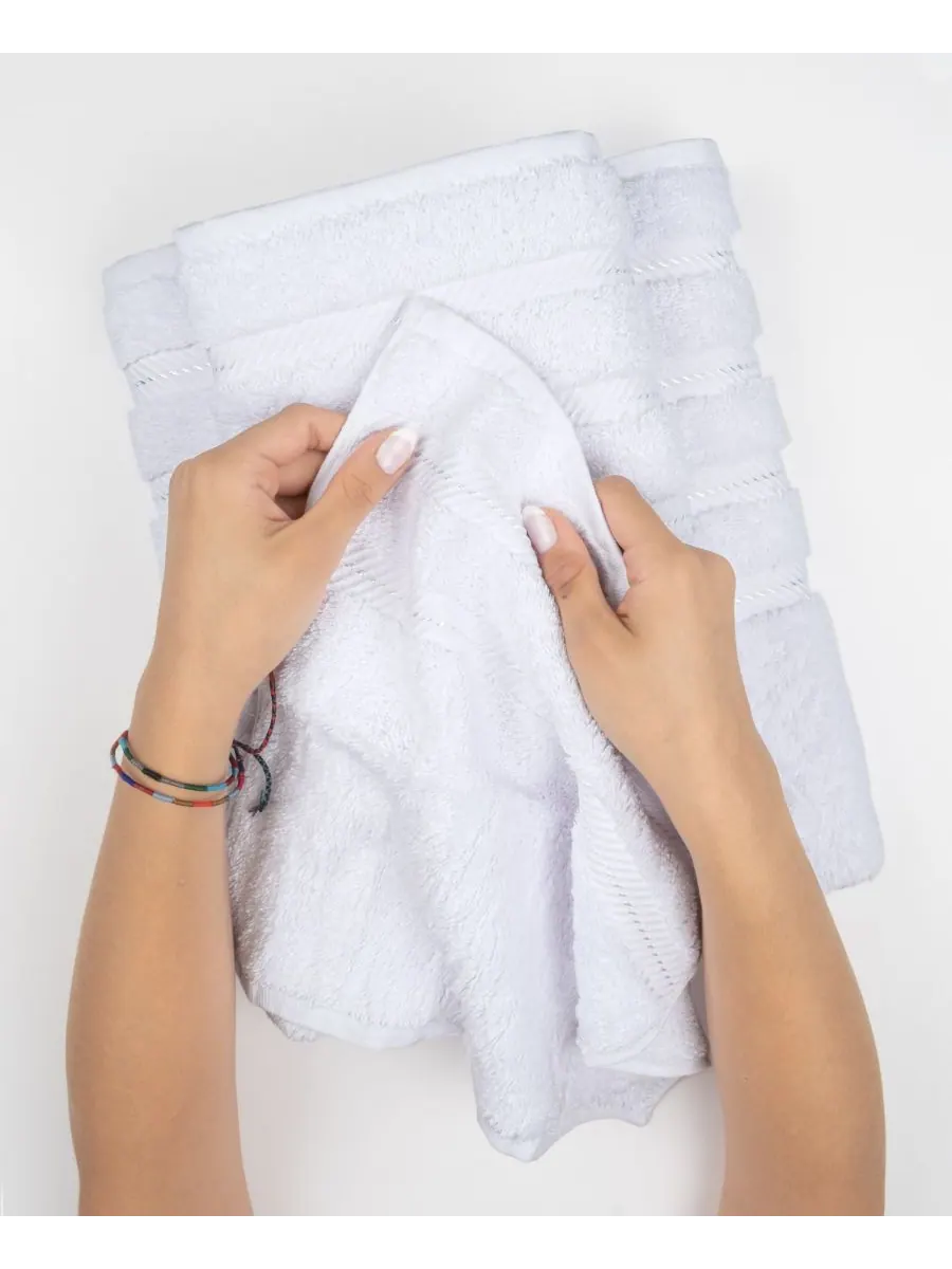 Набор из 4 полотенец для рук Edison Luxury из 100% турецкого хлопка American Soft Linen — изображение 3 из 5, белый