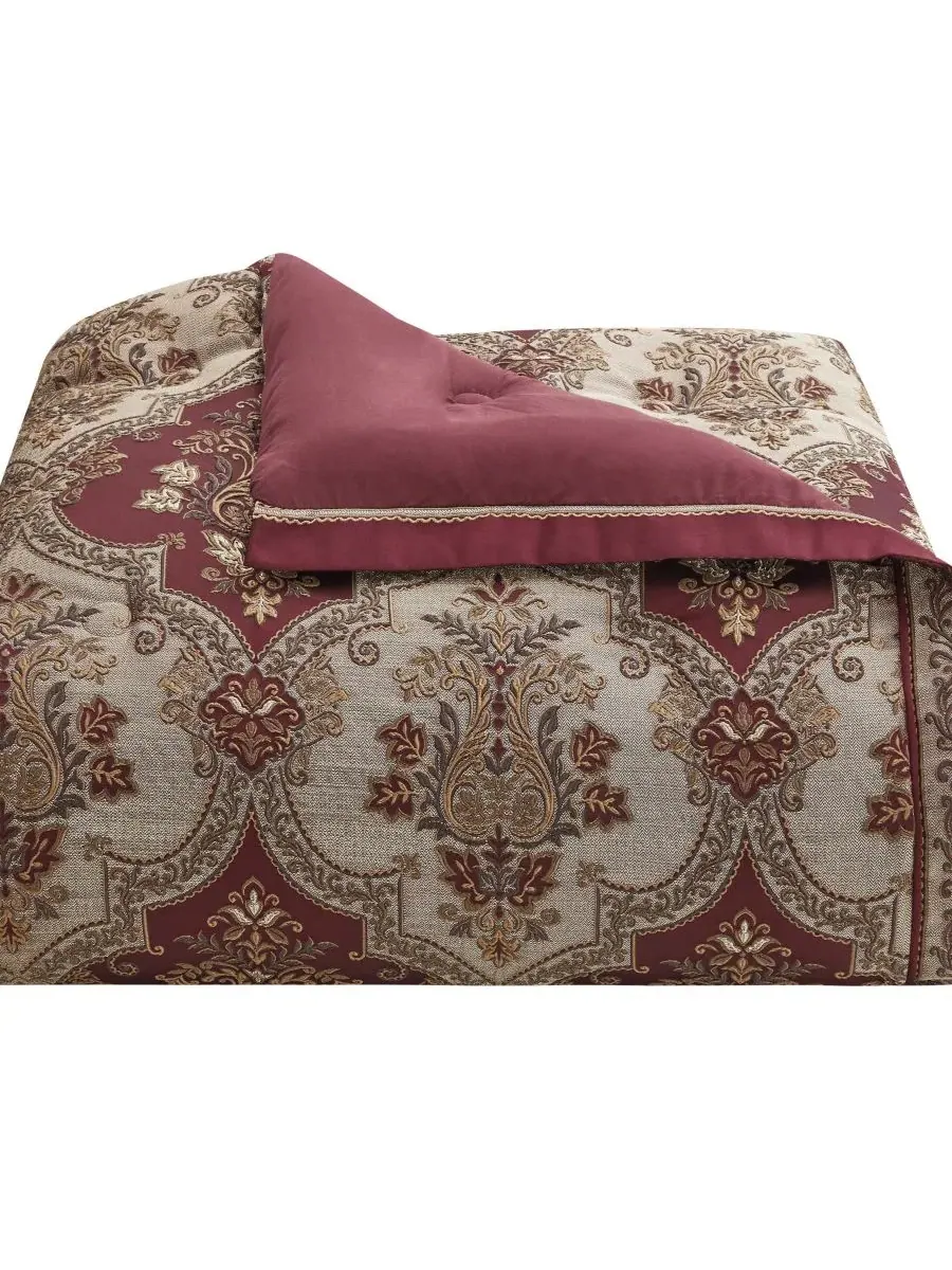 Комплект стеганого покрывала Phyllis Woven Damask из 4 предметов J Queen New York — изображение 5 из 8, бордо
