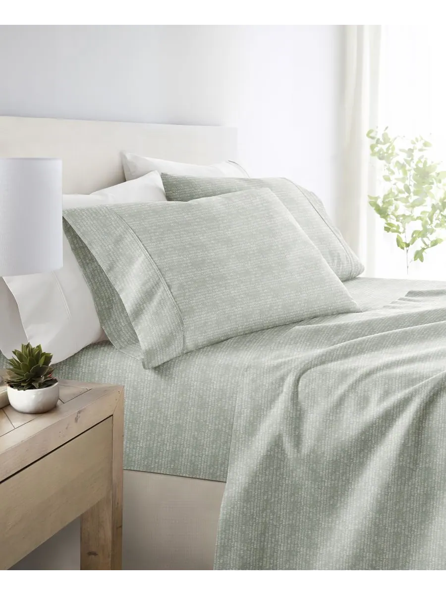 Комплект постельного белья Soft Lines из 4 предметов, размер Full ienjoy Home — изображение 4 из 4, зеленый