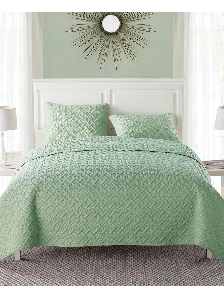 Комплект постельного белья Nina Embossed из 3 предметов, размер Full/Queen VCNY Home — изображение 1 из 5, зеленый