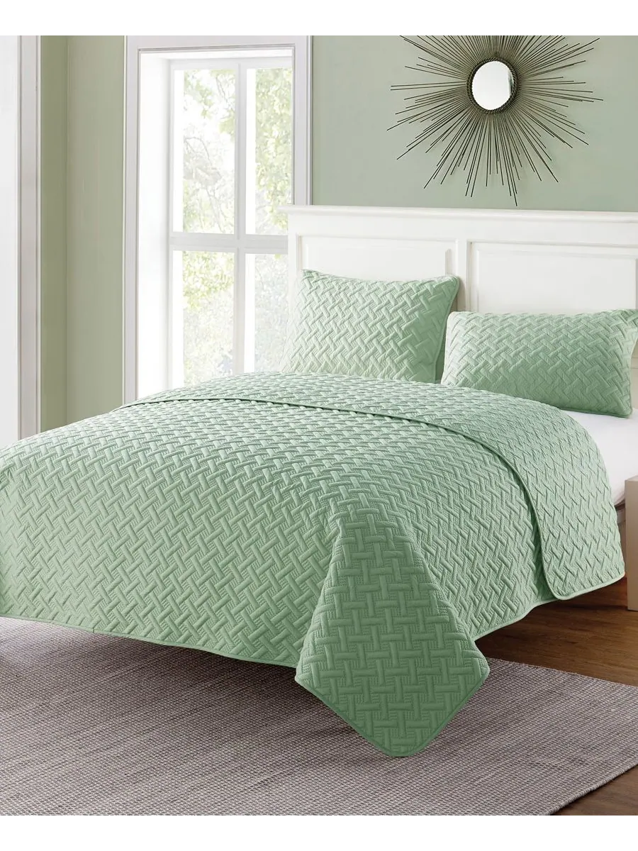 Комплект постельного белья Nina Embossed из 3 предметов, размер Full/Queen VCNY Home — изображение 5 из 5, зеленый