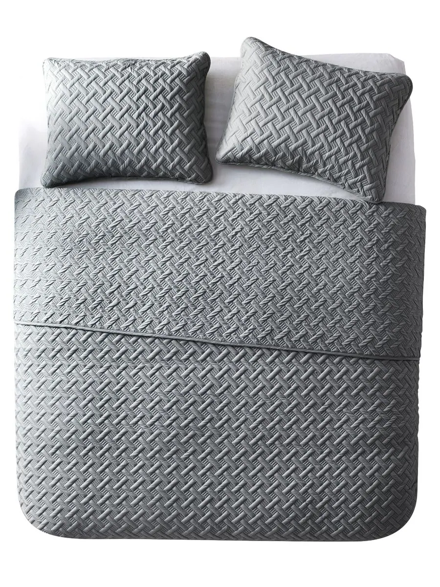Комплект постельного белья Nina Embossed из 3 предметов, размер Full/Queen VCNY Home — изображение 4 из 5, серый