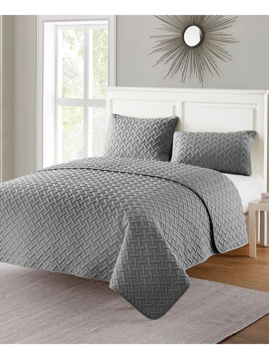 Комплект постельного белья Nina Embossed из 3 предметов, размер Full/Queen VCNY Home — изображение 5 из 5, серый