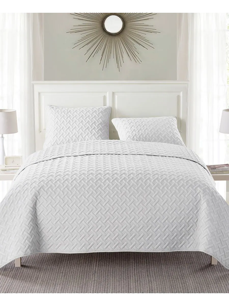 Комплект постельного белья Nina Embossed из 3 предметов, размер Full/Queen VCNY Home — изображение 1 из 5, белый