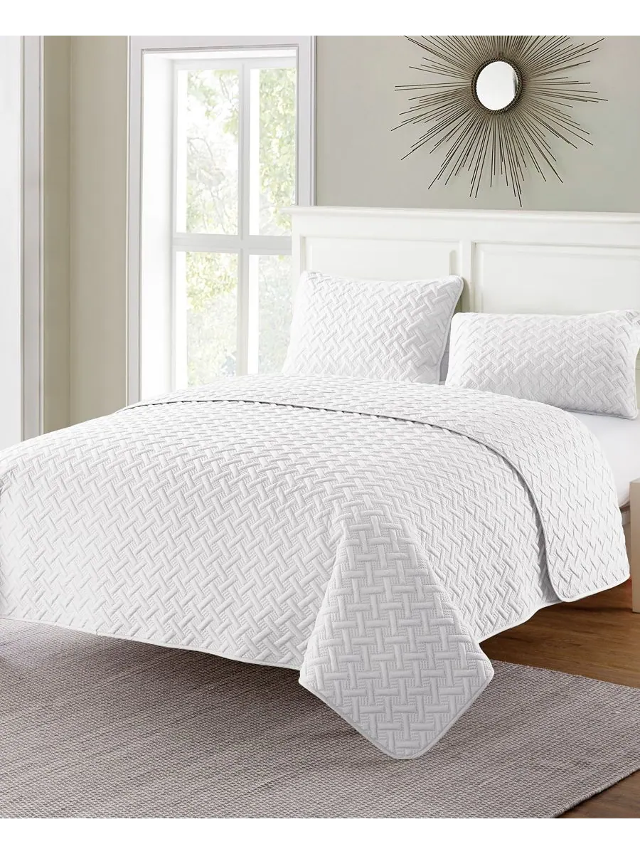 Комплект постельного белья Nina Embossed из 3 предметов, размер Full/Queen VCNY Home — изображение 5 из 5, белый