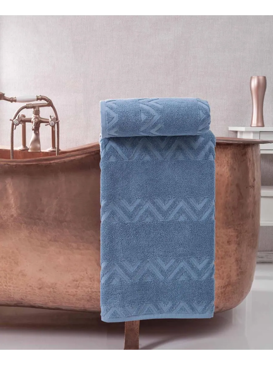 Роскошный набор банных полотенец из 2 предметов от sovrano collection, изготовленный из турецкого — изображение 4 из 4, синий