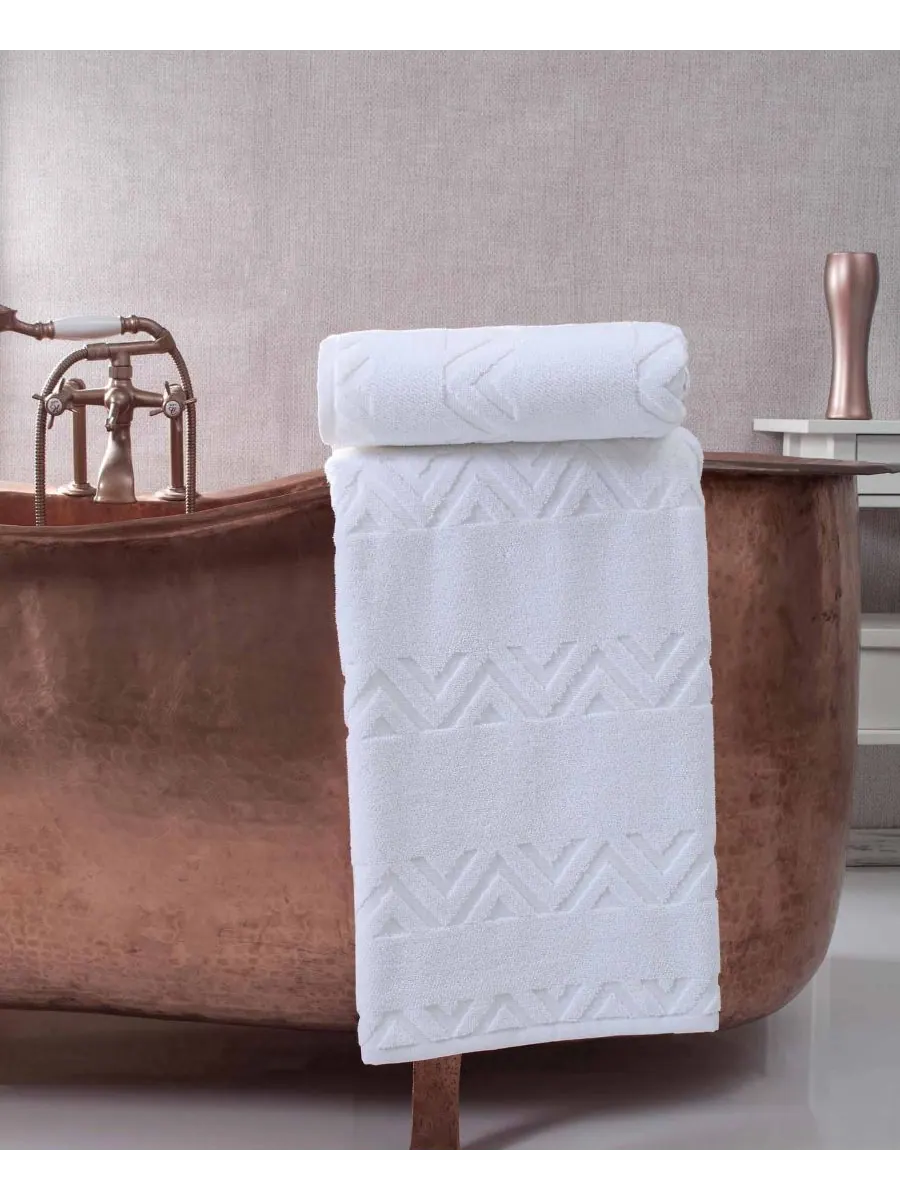 Роскошный набор банных полотенец из 2 предметов от sovrano collection, изготовленный из турецкого — изображение 4 из 4, белый