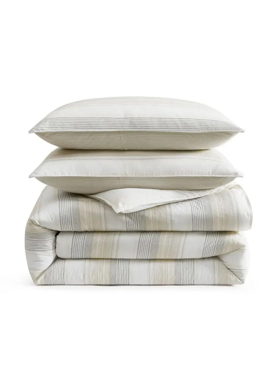 Комплект стеганого одеяла Canal Island Stripe Cotton, 3 предмета Tommy Bahama Home — изображение 7 из 8, бежевый серый