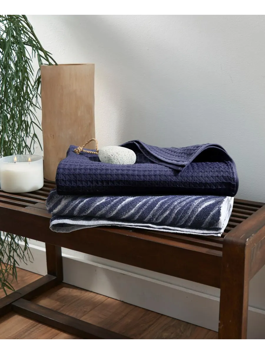Хлопковая мочалка в технике сибори, 33 см x 33 см Uchino — изображение 4 из 6, синий