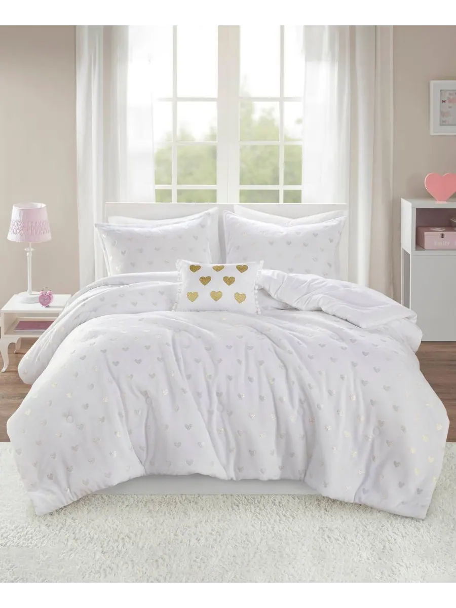 Комплект постельного белья Rosalie Metallic Heart из 4 предметов, размер Full/Queen Intelligent — изображение 1 из 10