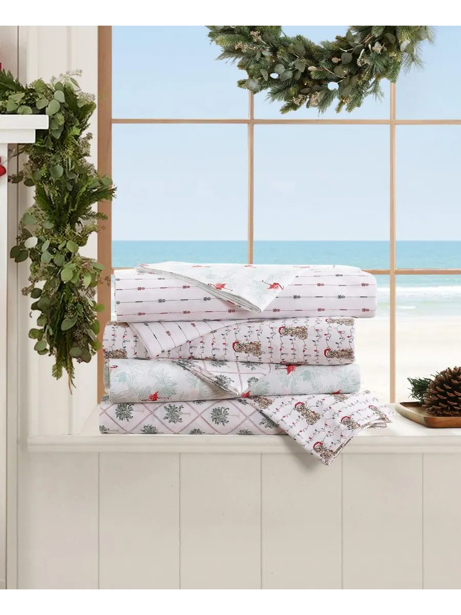 Комплект постельного белья Tommy Bahama с принтом на праздничную тематику, хлопковый, плотность — изображение 2 из 10