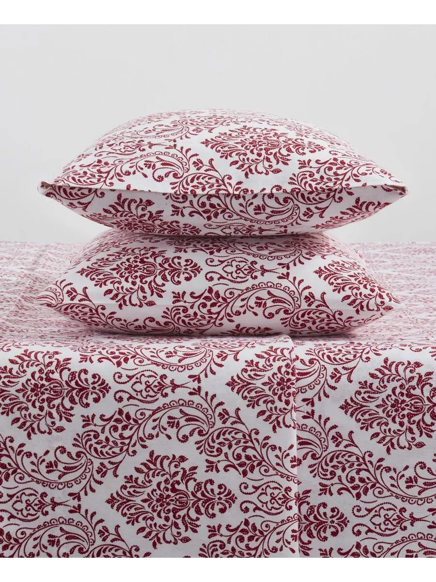 Комплект постельного белья Tahari Home Damask из 100% хлопковой фланели, 4 предмета, размер Full — изображение 4 из 6