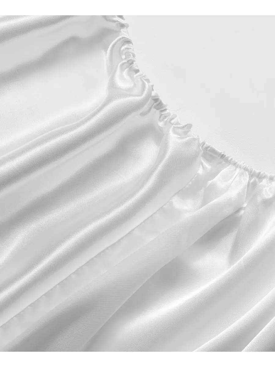 Комплект постельного белья из атласа и дамаска, 4 предмета, размер полный Juicy Couture — изображение 5 из 9, белый