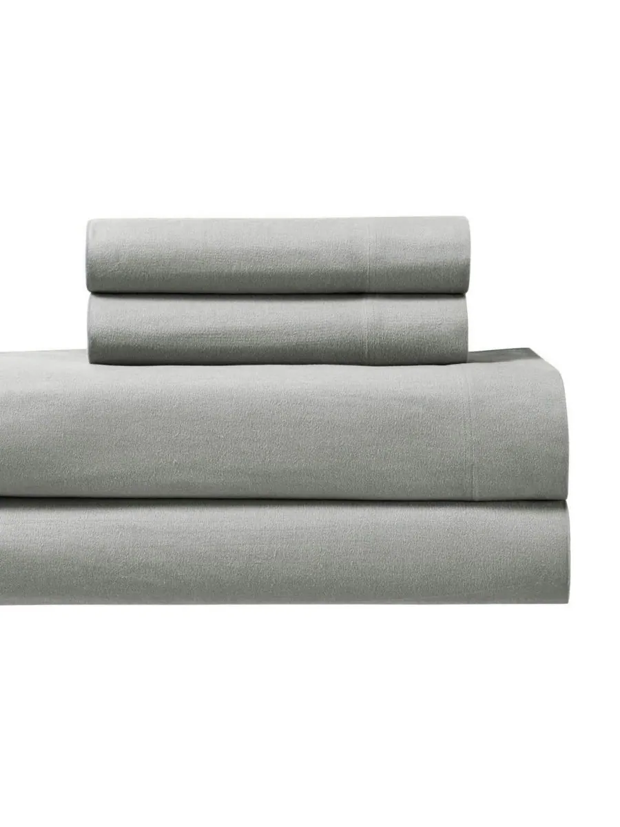 Комплект из 4 простыней из плотной фланели, размер California King Egyptian Linens — изображение 1 из 2, серый