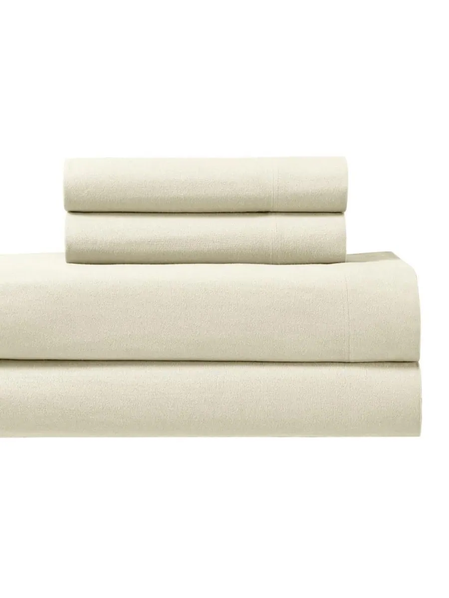 Комплект из 4 простыней из плотной фланели, размер California King Egyptian Linens — изображение 1 из 5, белый