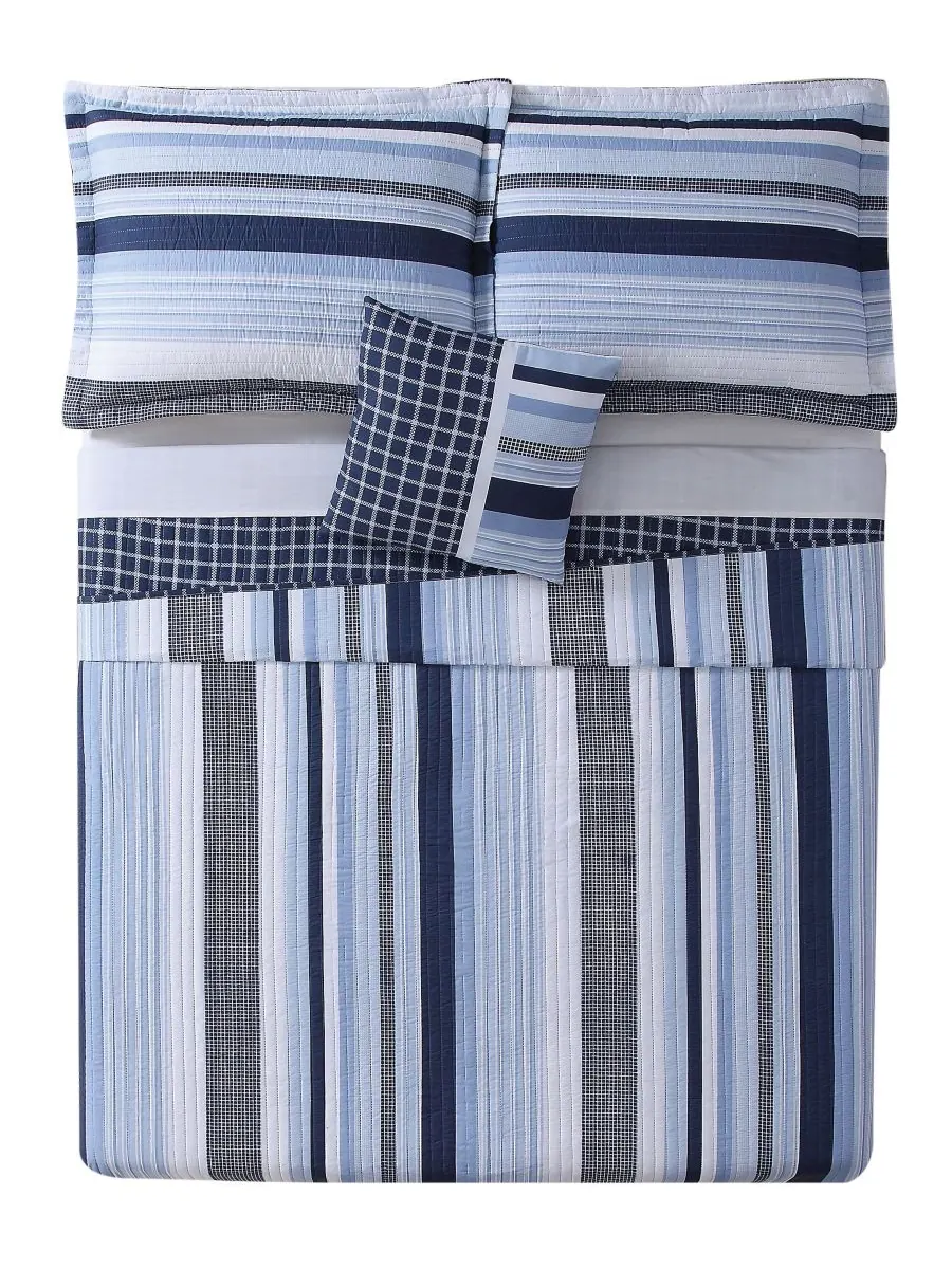 Детский двусторонний стеганый комплект постельного белья Mason Stripe, 3 предмета, размер Twin My — изображение 2 из 5