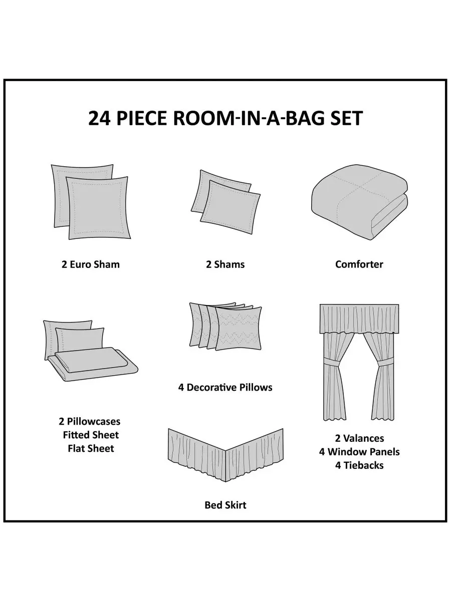 Комплект постельного белья Joella, 24 предмета, размер Queen Madison Park Essentials — изображение 7 из 9, пудровый розовый