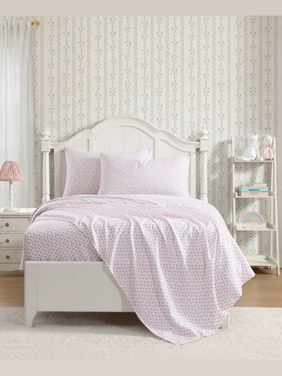 Комплект постельного белья Sweet Lady Bugs из микрофибры, 4 предмета, размер Queen Laura Ashley — изображение 3 из 8, зеленый