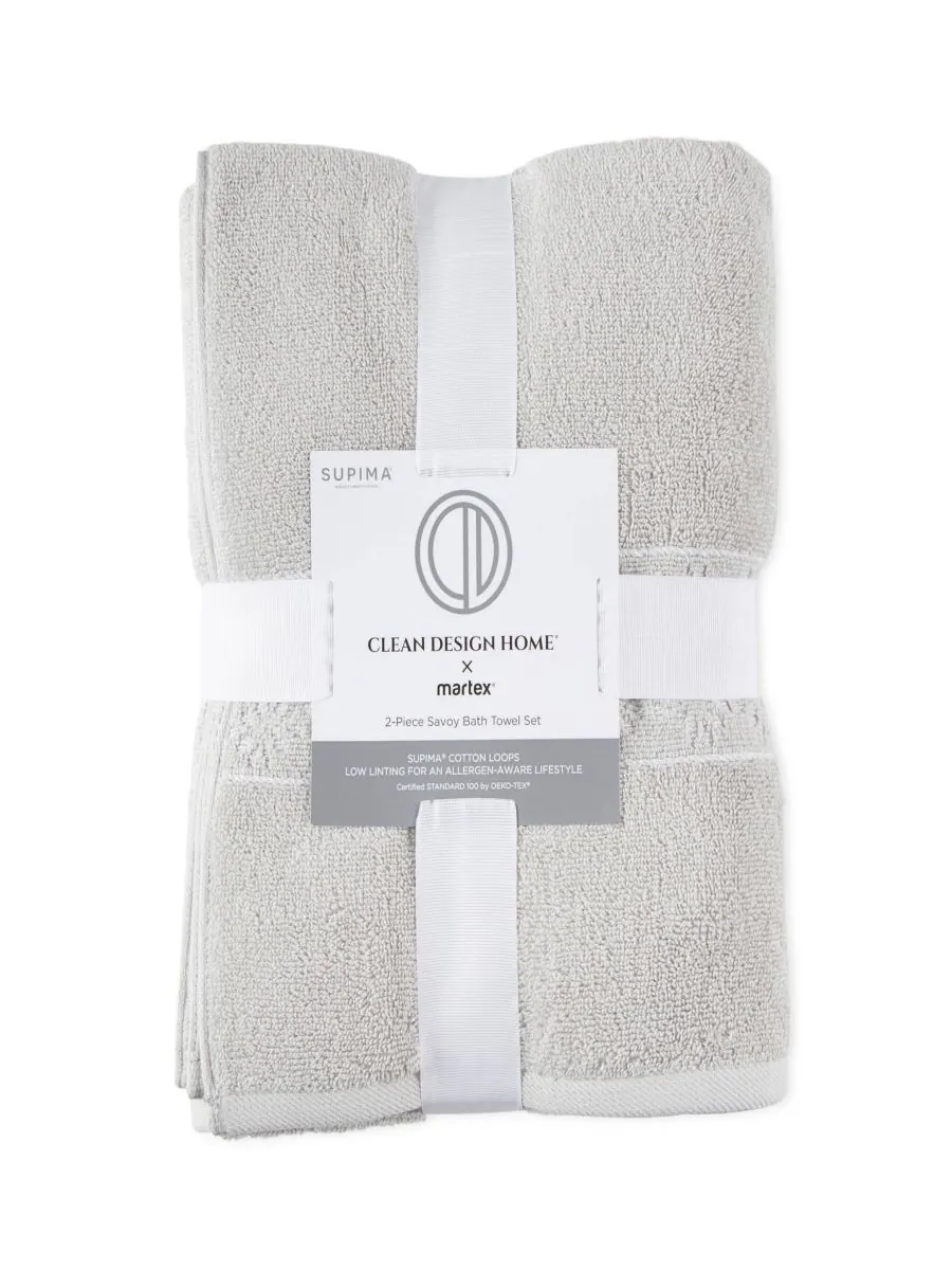 Набор из 2 банных полотенец Martex Allergen-Resistant Savoy Clean Design Home, Gray, Towel Sets — изображение 3 из 6, серый