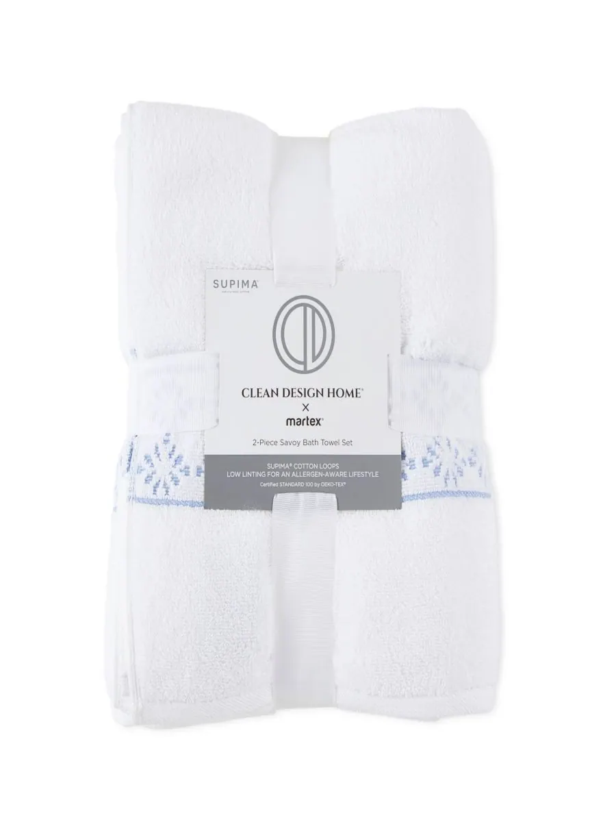 Набор из 2 банных полотенец Martex Allergen-Resistant Savoy Clean Design Home, White, Towel Sets — изображение 3 из 6, белый