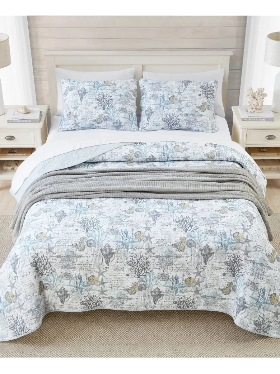 Двусторонний комплект постельного белья Beach Bliss, 2 предмета, размер Twin Tommy Bahama Home — изображение 2 из 10, серый