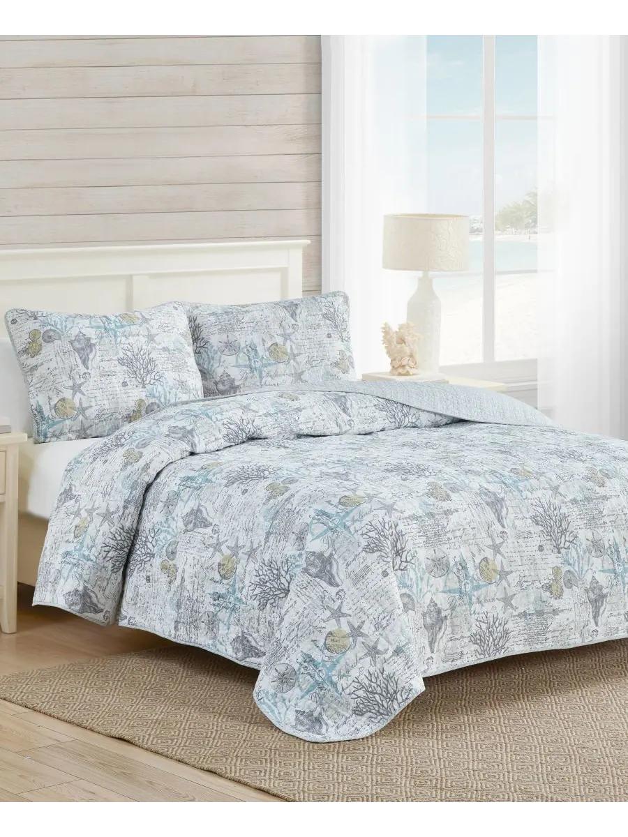 Двусторонний комплект постельного белья Beach Bliss, 2 предмета, размер Twin Tommy Bahama Home — изображение 3 из 10, серый