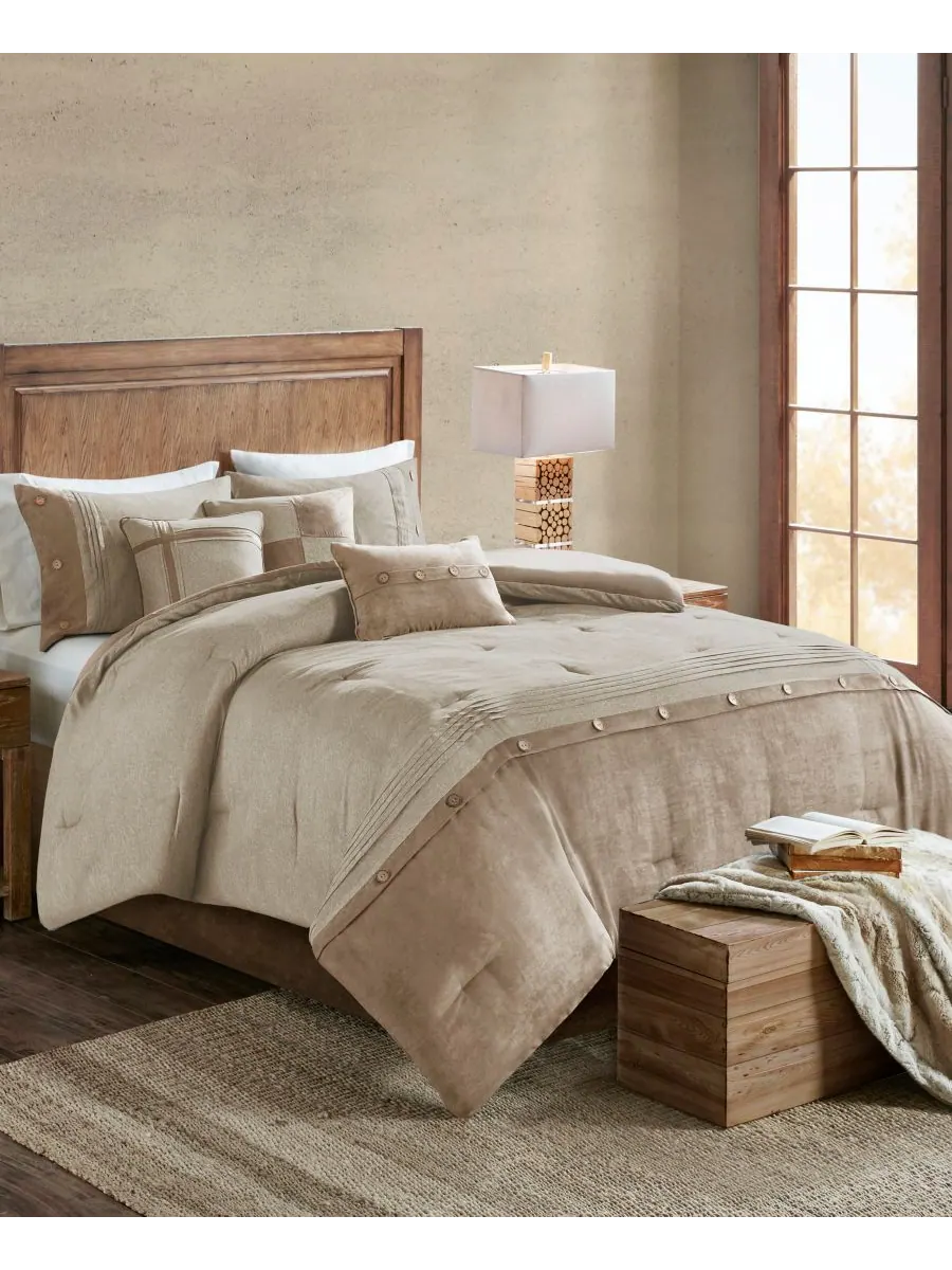 Комплект постельного белья Boone Microsuede из 7 предметов, размер Queen Madison Park — изображение 4 из 10, бежевый