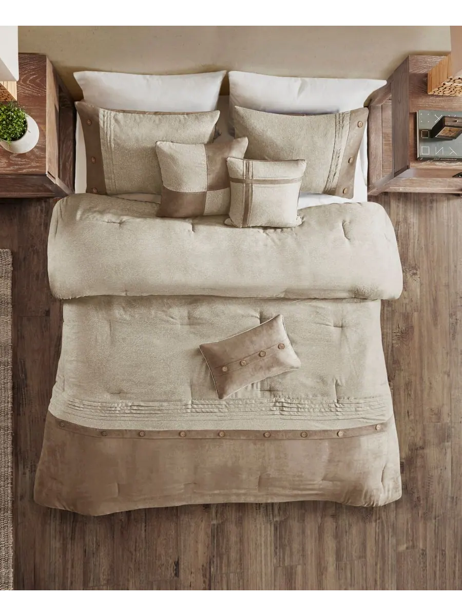 Комплект постельного белья Boone Microsuede из 7 предметов, размер Queen Madison Park — изображение 7 из 10, бежевый