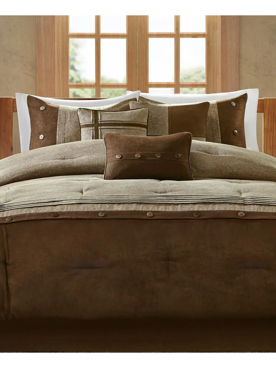 Комплект постельного белья Boone Microsuede из 7 предметов, размер Queen Madison Park — изображение 1 из 6, коричневый