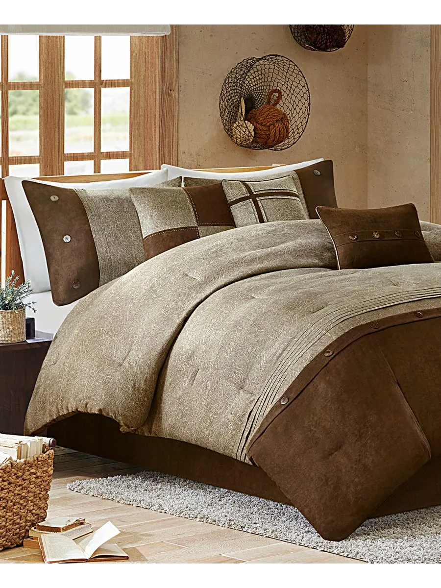 Комплект постельного белья Boone Microsuede из 7 предметов, размер Queen Madison Park — изображение 2 из 6, коричневый