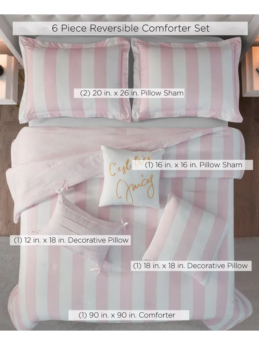 Двусторонний комплект постельного белья Cabana Stripe, 6 предметов, размер Full/Queen Juicy Couture — изображение 8 из 8