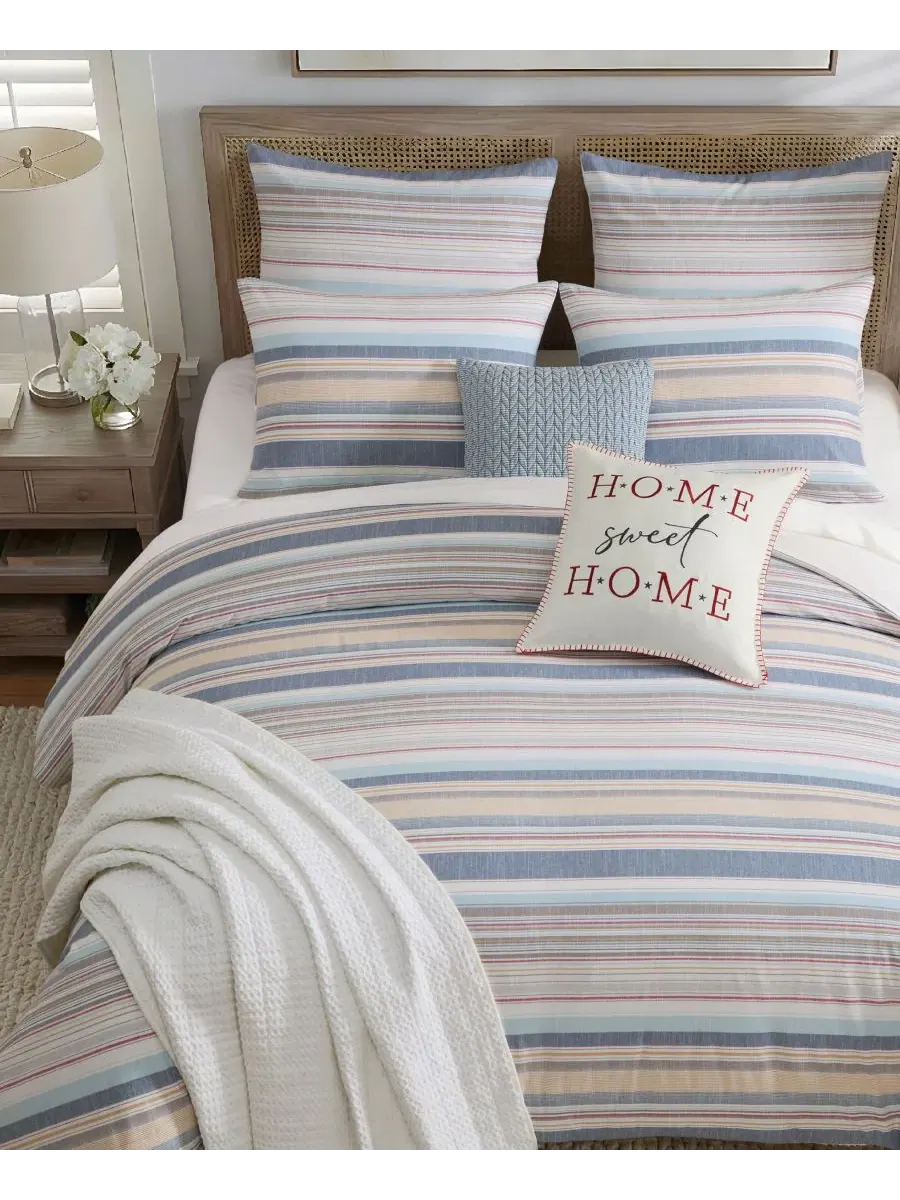 Комплект стеганого одеяла Providence Stripe Reversible Levtex Home — изображение 2 из 5, синий