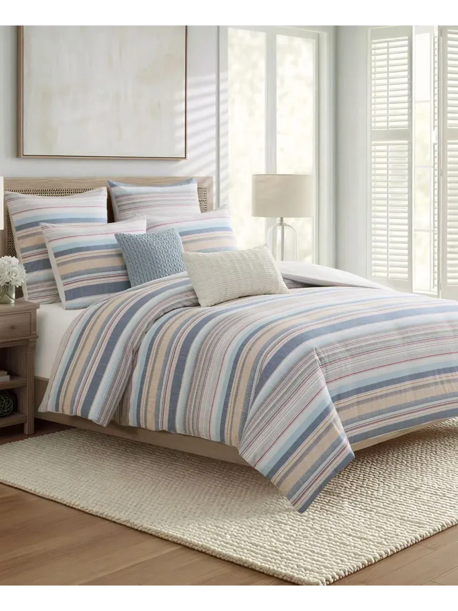 Комплект стеганого одеяла Providence Stripe Reversible Levtex Home — изображение 3 из 5, синий