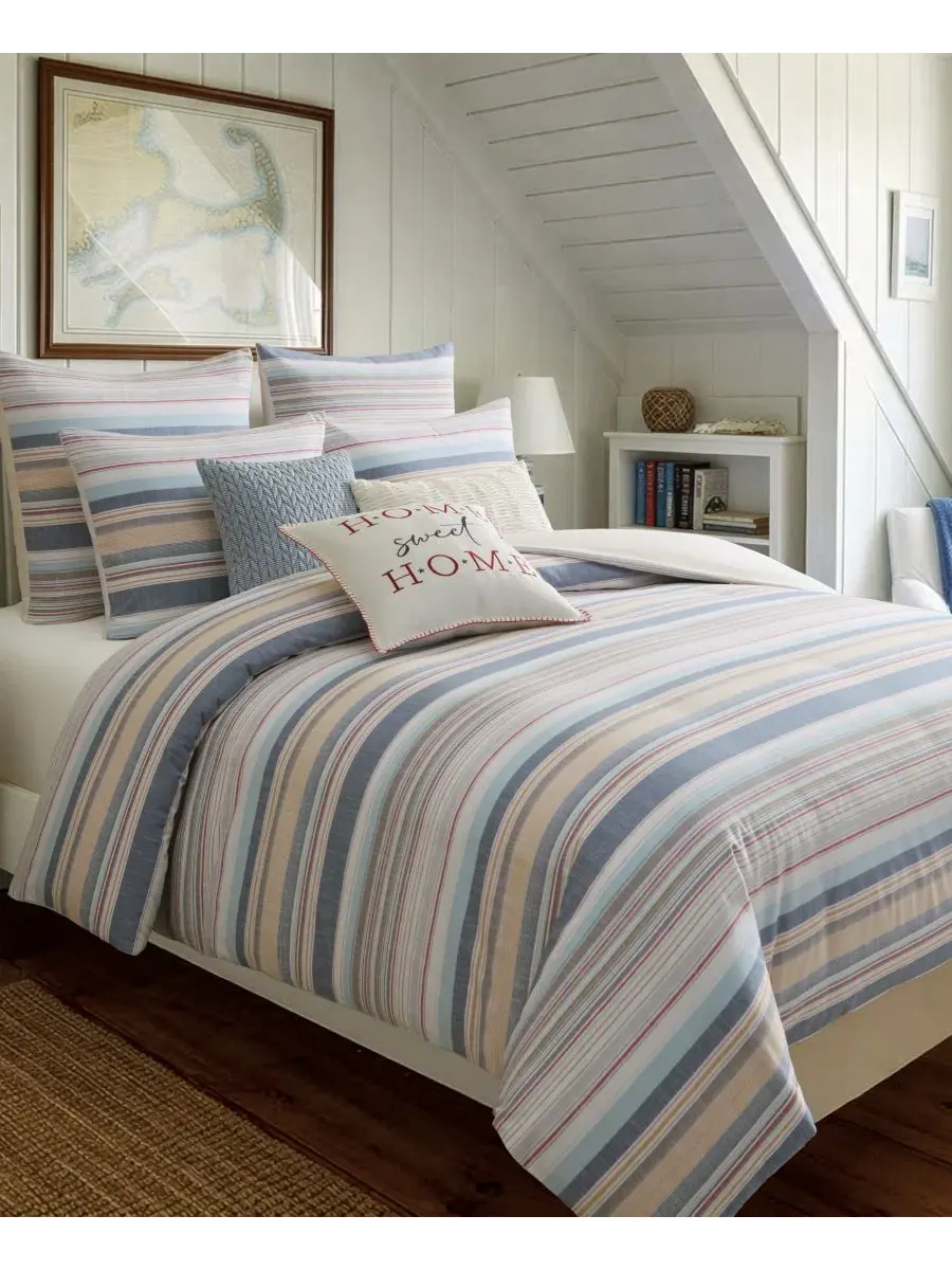 Комплект стеганого одеяла Providence Stripe Reversible Levtex Home — изображение 4 из 5, синий