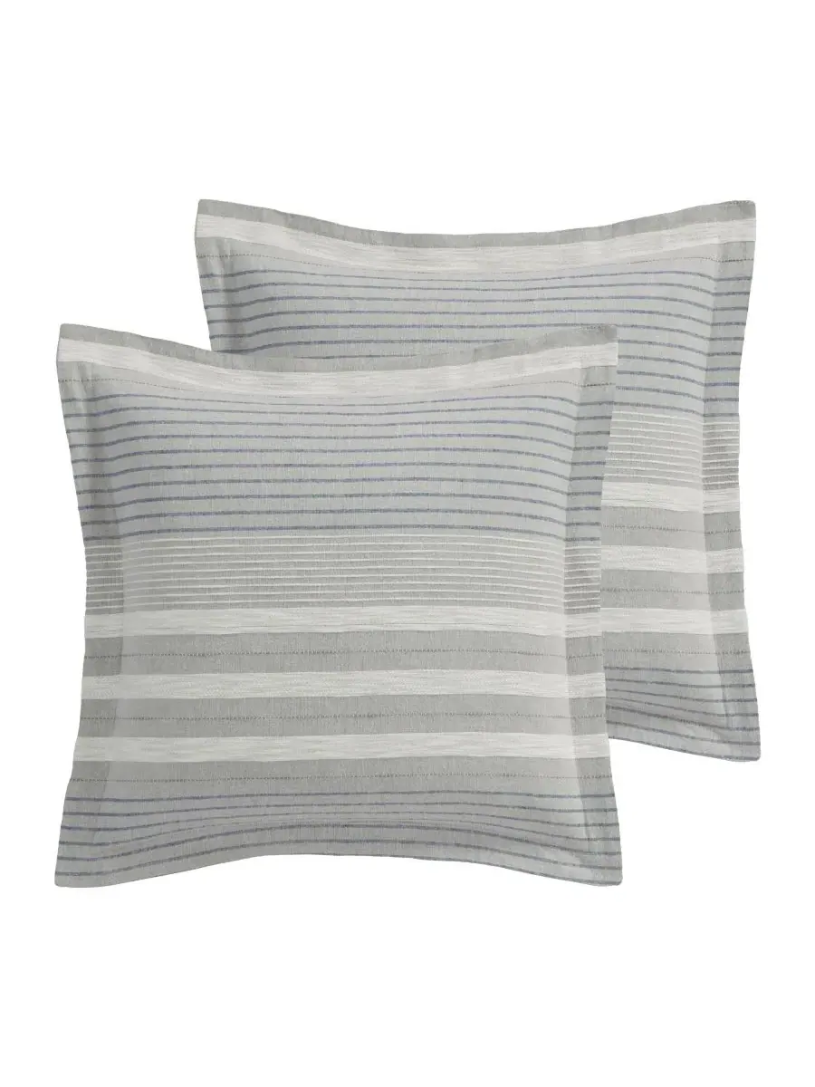 Наволочка для подушки европейская, 2 шт., с полосатым принтом, Hawthorn Stripes Levtex Home — серый