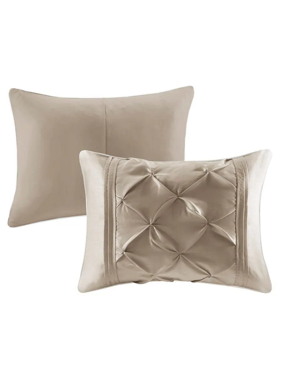 Комплект постельного белья Laurel Tufted из 7 предметов, размер Cal King Madison Park — изображение 4 из 10, тауп