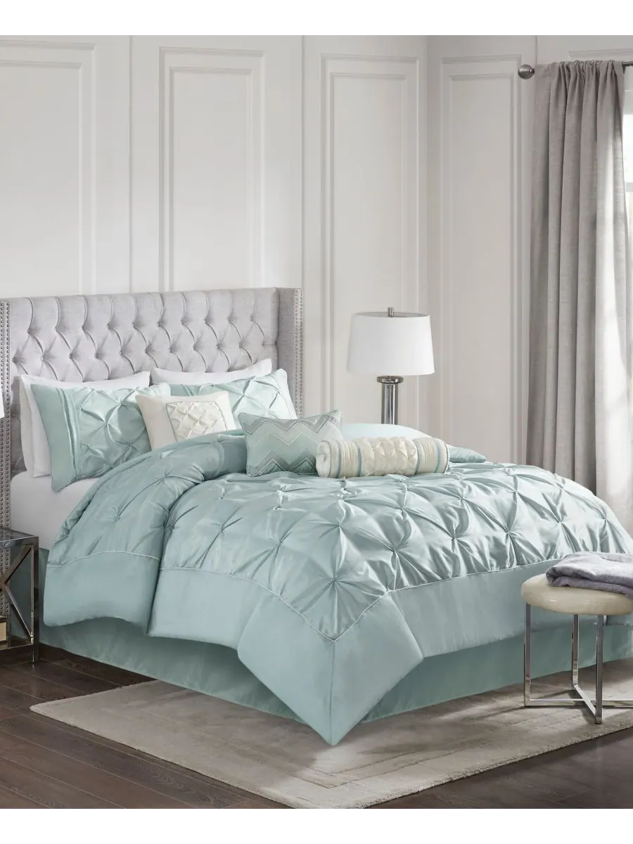 Комплект постельного белья Laurel Tufted из 7 предметов, размер Cal King Madison Park — изображение 2 из 10, морская пена