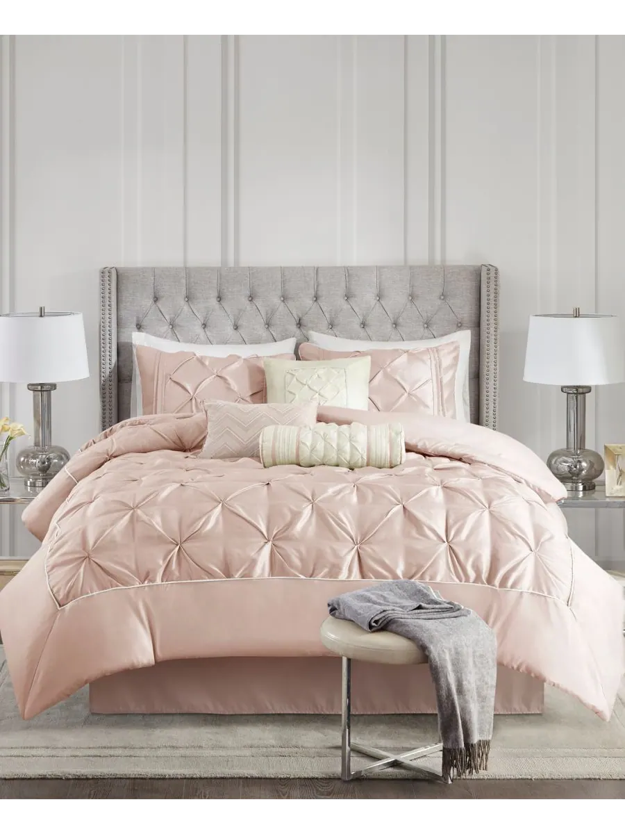 Комплект постельного белья Laurel Tufted из 7 предметов, размер Cal King Madison Park — изображение 1 из 10, пудровый розовый