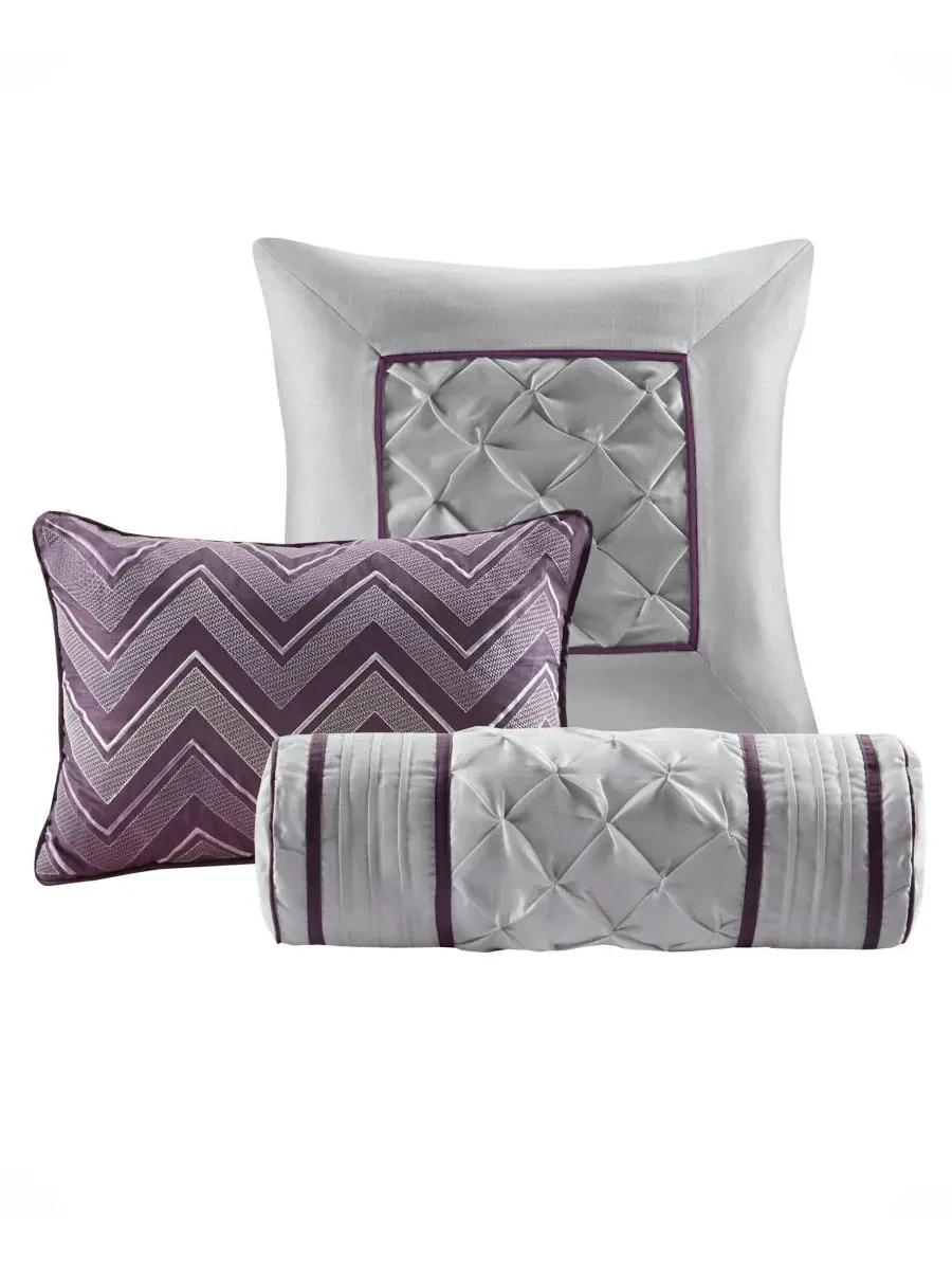 Комплект постельного белья Laurel Tufted из 7 предметов, размер Cal King Madison Park, сливовый — изображение 4 из 10
