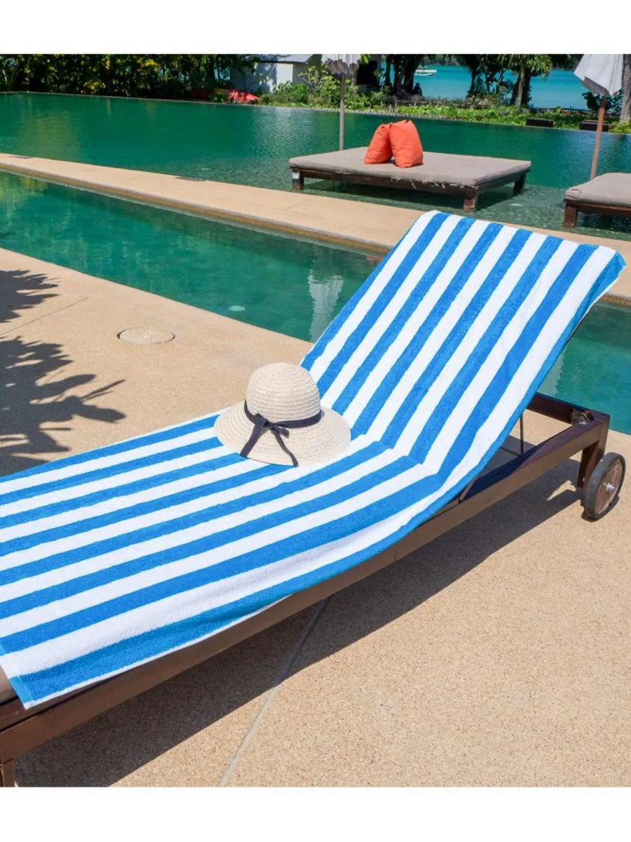 Пляжные полотенца California Cabana (4 шт., 30x70 дюймов), в полоску, из мягкого хлопка кольцевого — изображение 4 из 6