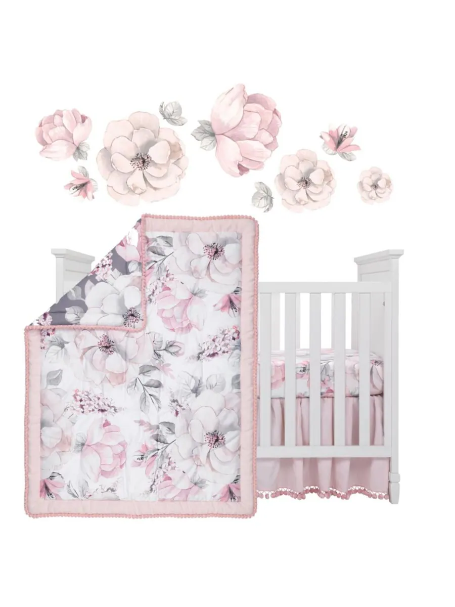 Комплект постельного белья для детской кроватки Signature Botanical Baby Watercolor Floral из 4 — изображение 2 из 10