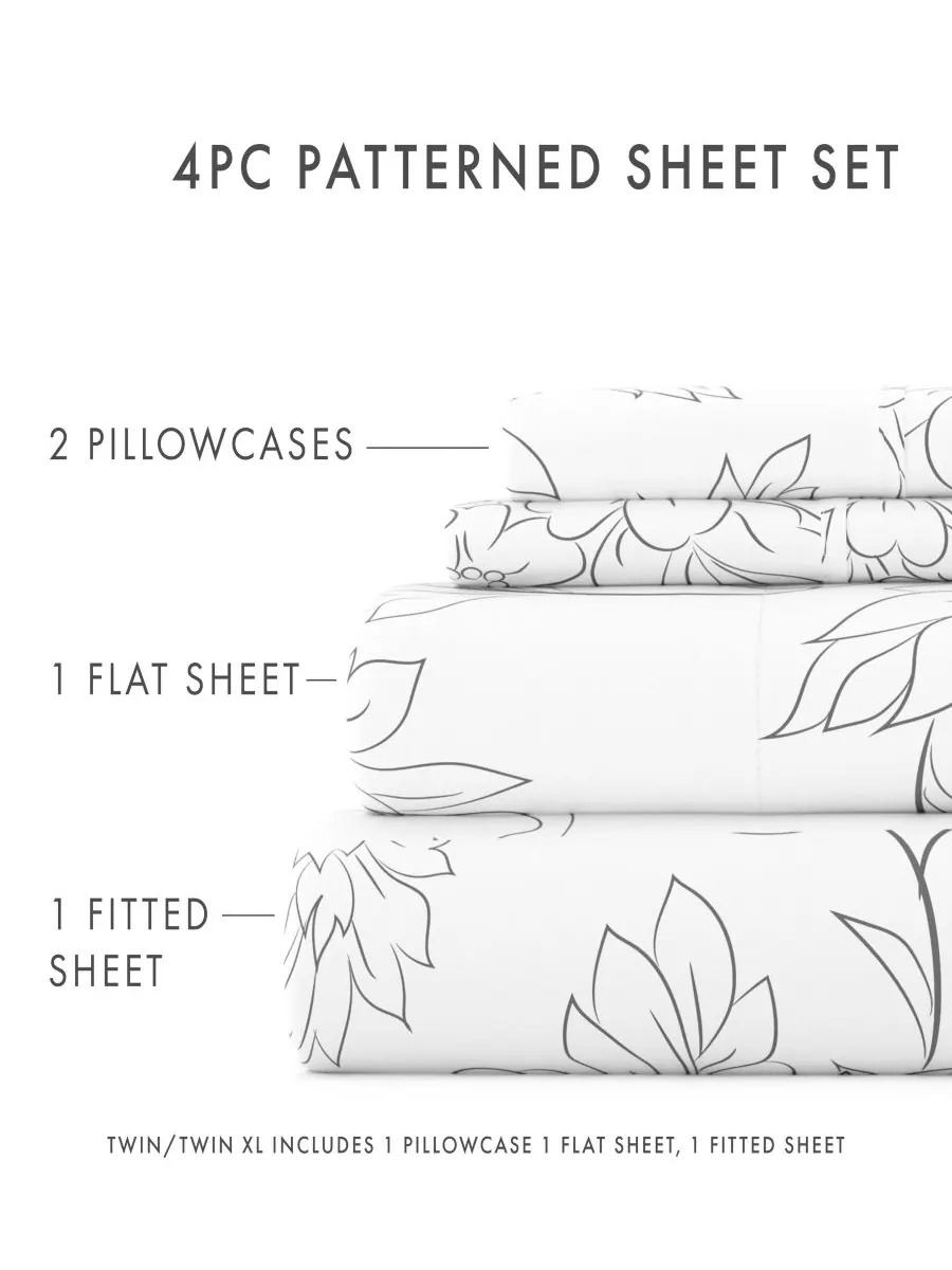 Комплект постельного белья Timeless Classics Premium Ultra Soft Pattern, 4 предмета, размер King — изображение 9 из 10, серый