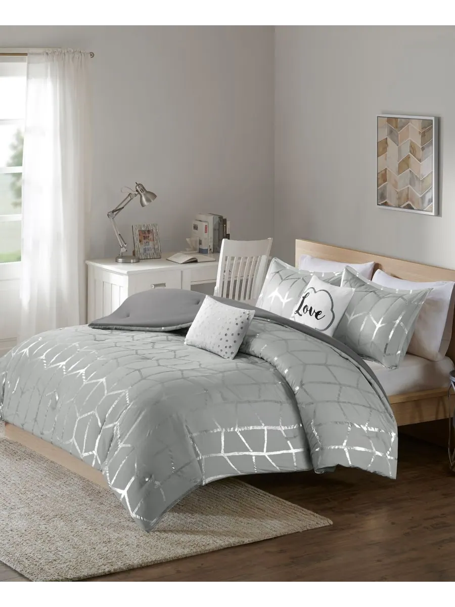 Комплект постельного белья Raina Metallic из 5 предметов, размер Full/Queen Intelligent Design — изображение 2 из 6