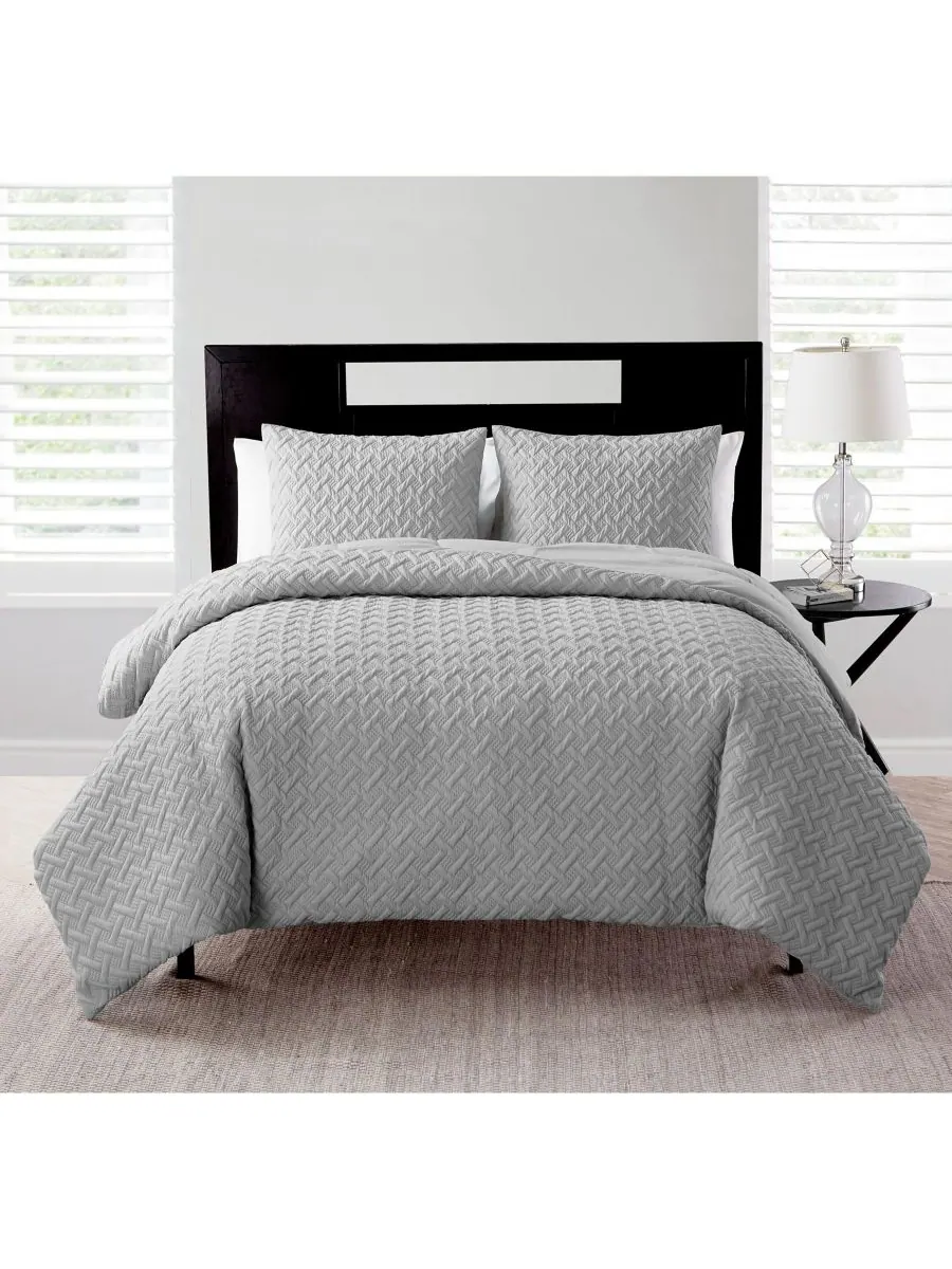 Комплект постельного белья Nina с рельефным рисунком, размер Twin XL VCNY Home — изображение 1 из 5, серый