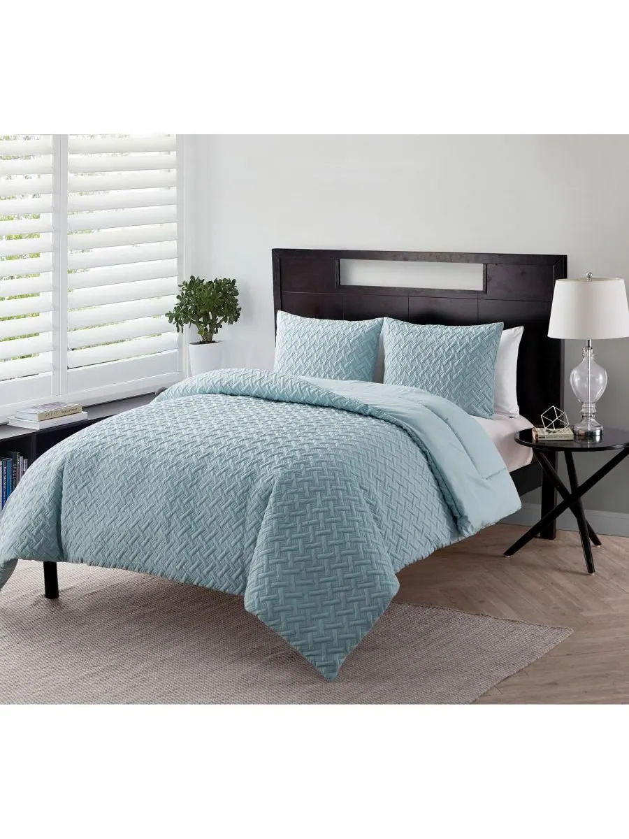 Комплект постельного белья Nina с рельефным рисунком, размер Twin XL VCNY Home — изображение 2 из 5, синий