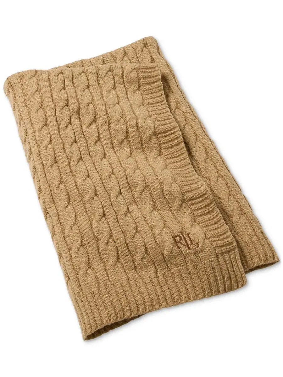 Плед Jamie Cable-Knit, 127 см x 152 см Lauren Ralph Lauren — изображение 1 из 4, бежевый