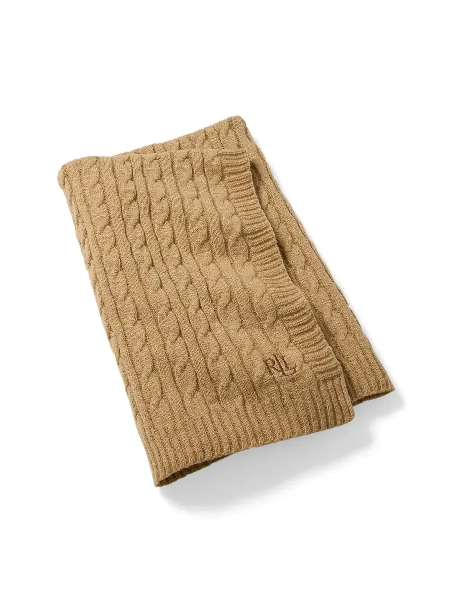 Плед Jamie Cable-Knit, 127 см x 152 см Lauren Ralph Lauren — изображение 3 из 4, бежевый