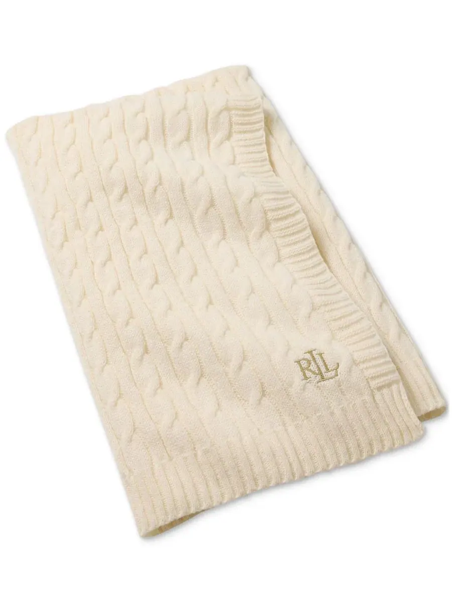 Плед Jamie Cable-Knit, 127 см x 152 см Lauren Ralph Lauren, сливочный