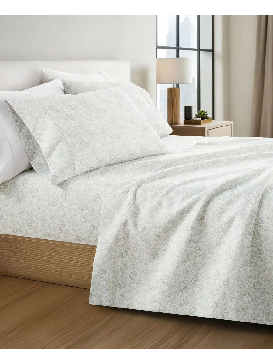 Комплект постельного белья Farmhouse Chic Premium Ultra Soft Pattern, 4 предмета, размер Full — изображение 2 из 10, серый