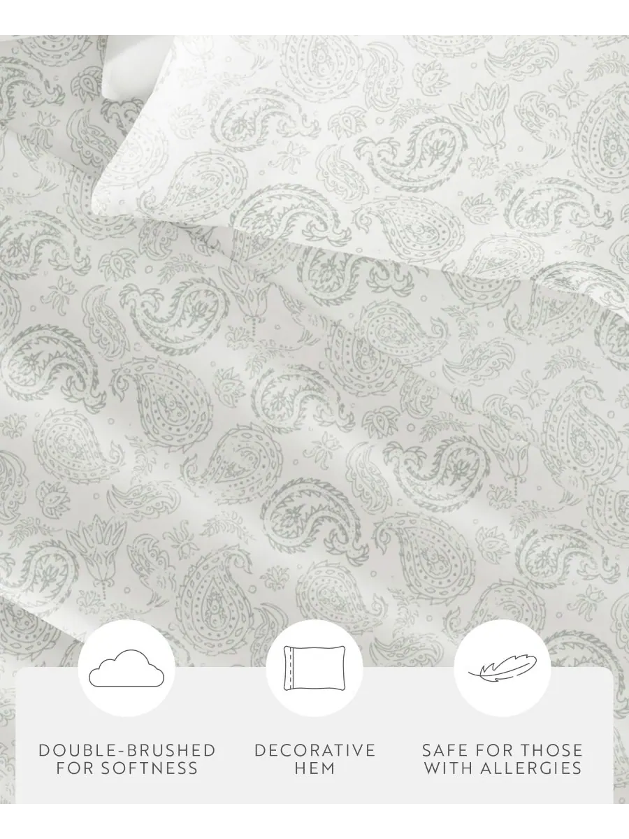 Комплект постельного белья Farmhouse Chic Premium Ultra Soft Pattern, 4 предмета, размер Full — изображение 7 из 10, серый